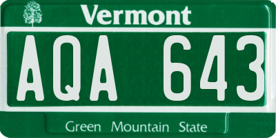 VT license plate AQA643