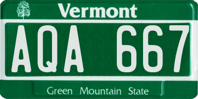 VT license plate AQA667