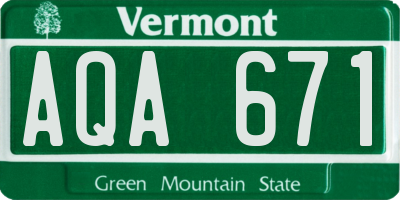 VT license plate AQA671