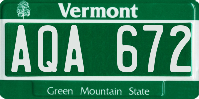 VT license plate AQA672