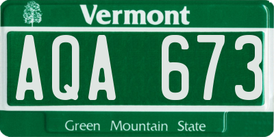 VT license plate AQA673