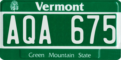 VT license plate AQA675