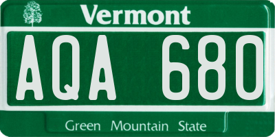 VT license plate AQA680