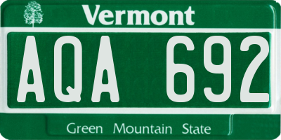 VT license plate AQA692