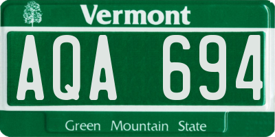 VT license plate AQA694