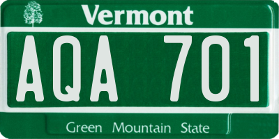 VT license plate AQA701