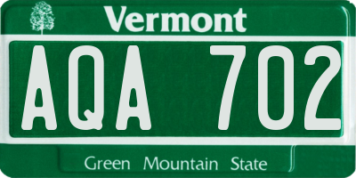 VT license plate AQA702