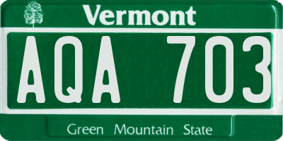VT license plate AQA703