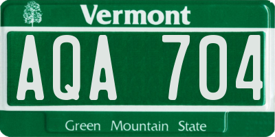 VT license plate AQA704