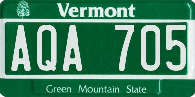 VT license plate AQA705