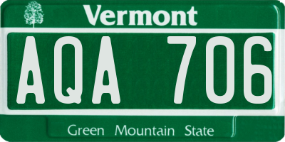 VT license plate AQA706