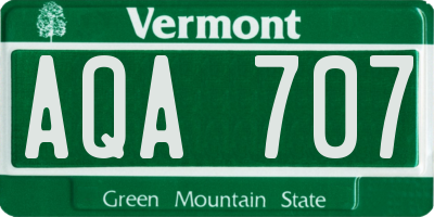 VT license plate AQA707