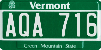 VT license plate AQA716