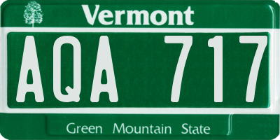 VT license plate AQA717