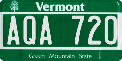 VT license plate AQA720