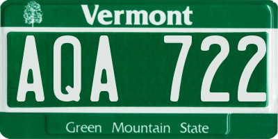 VT license plate AQA722