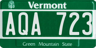 VT license plate AQA723