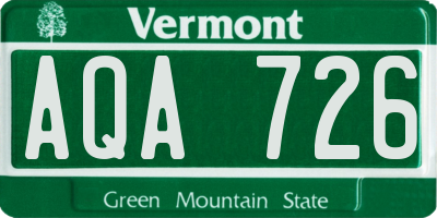 VT license plate AQA726