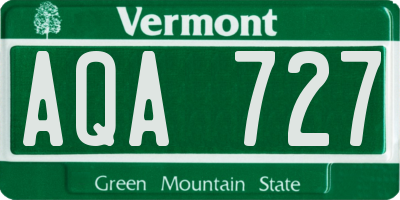 VT license plate AQA727