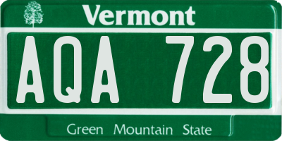 VT license plate AQA728