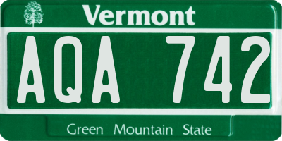 VT license plate AQA742