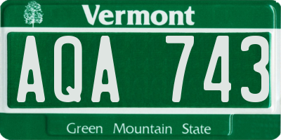 VT license plate AQA743