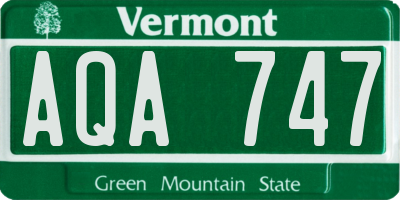 VT license plate AQA747