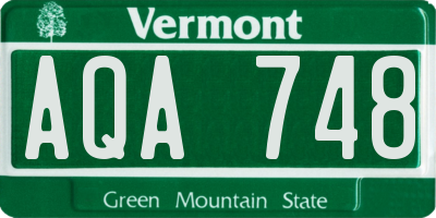 VT license plate AQA748