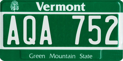 VT license plate AQA752