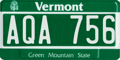 VT license plate AQA756