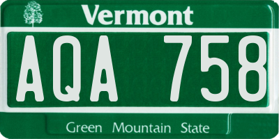 VT license plate AQA758