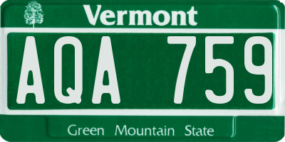 VT license plate AQA759