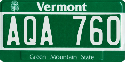 VT license plate AQA760