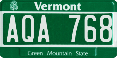 VT license plate AQA768
