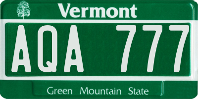 VT license plate AQA777