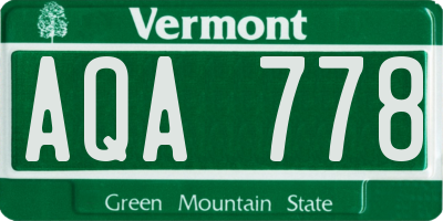 VT license plate AQA778