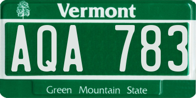 VT license plate AQA783