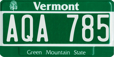 VT license plate AQA785