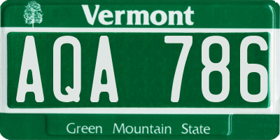 VT license plate AQA786