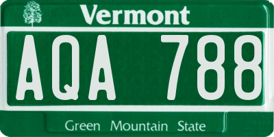 VT license plate AQA788