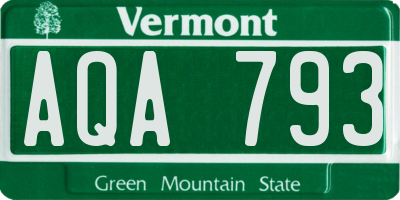 VT license plate AQA793