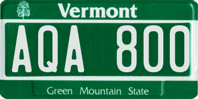 VT license plate AQA800