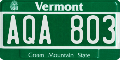 VT license plate AQA803