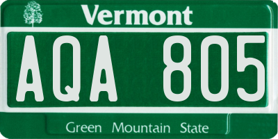VT license plate AQA805