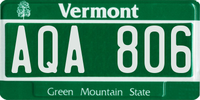 VT license plate AQA806