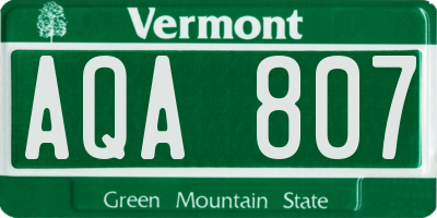 VT license plate AQA807