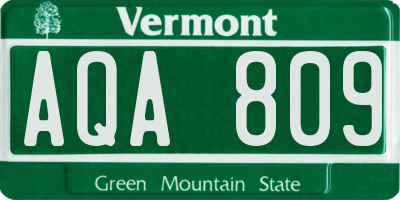VT license plate AQA809