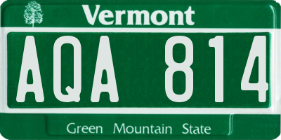 VT license plate AQA814