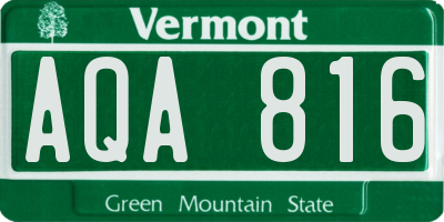 VT license plate AQA816