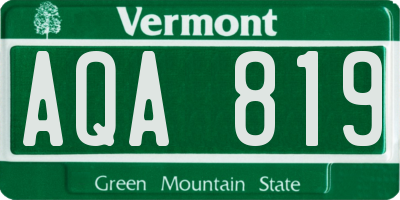 VT license plate AQA819